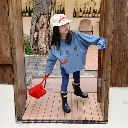 長袖Tシャツ イラストプリント長袖Tシャツ スウェット【mh0010807】