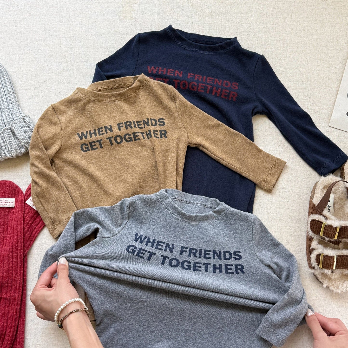 長袖Tシャツ ロゴプリント長袖Tシャツハイネックカットソー【mh0010913】