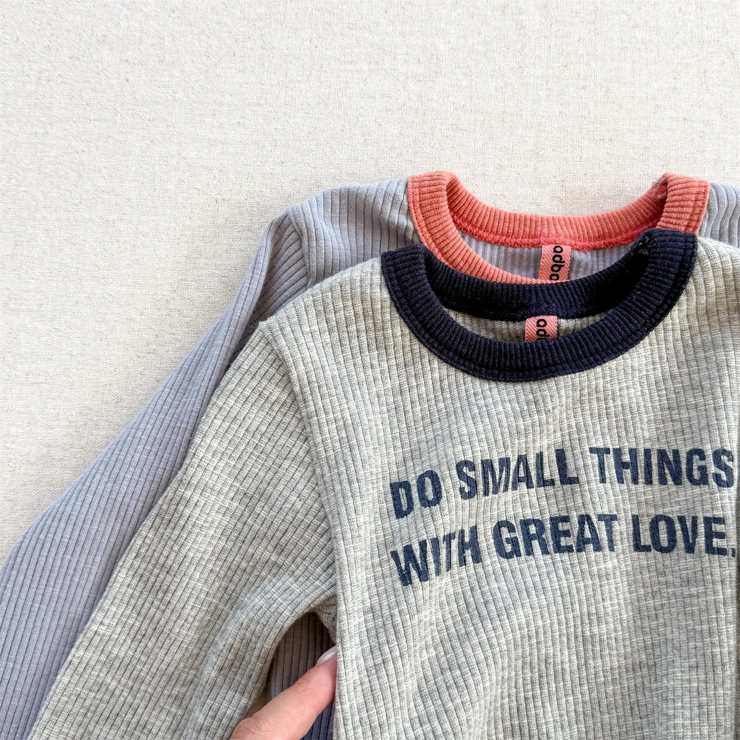 長袖Tシャツ ロゴプリント長袖リブTシャツダブルカラーパイピングトップス【mh0010914】