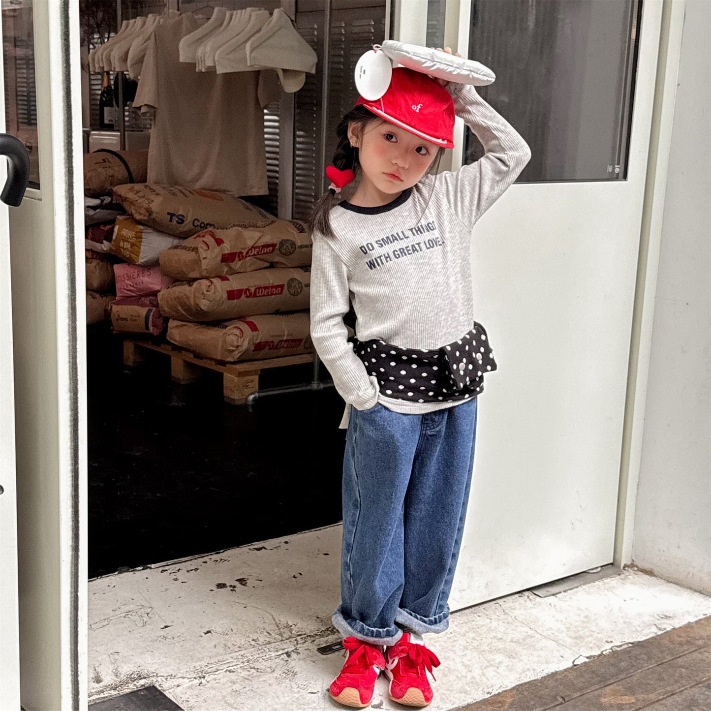 長袖Tシャツ ロゴプリント長袖リブTシャツダブルカラーパイピングトップス【mh0010914】