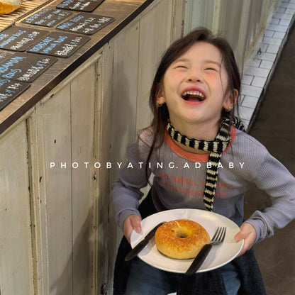 長袖Tシャツ ロゴプリント長袖リブTシャツダブルカラーパイピングトップス【mh0010914】