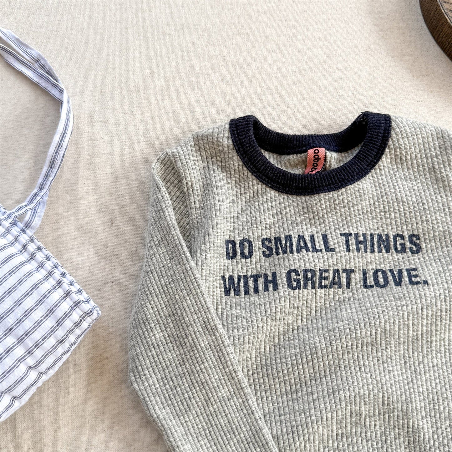 長袖Tシャツ ロゴプリント長袖リブTシャツダブルカラーパイピングトップス【mh0010914】