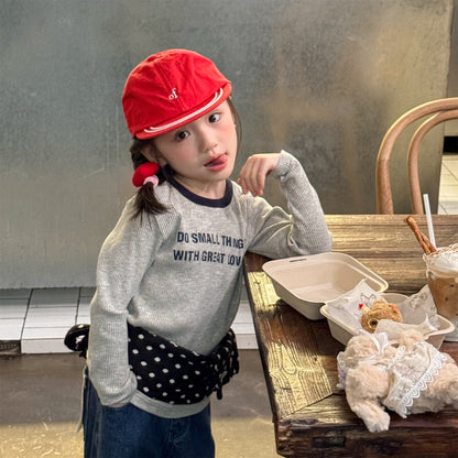 長袖Tシャツ ロゴプリント長袖リブTシャツダブルカラーパイピングトップス【mh0010914】