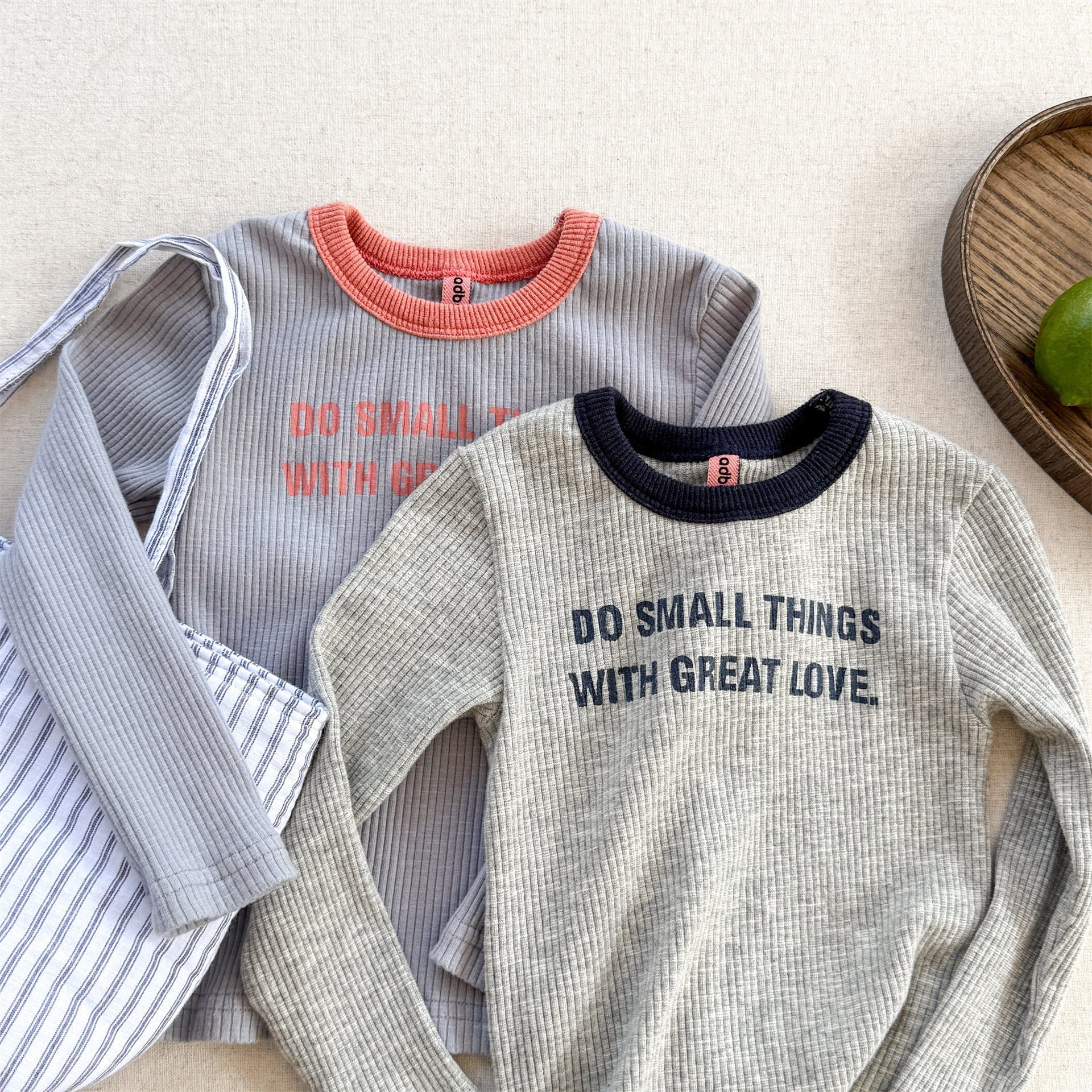 長袖Tシャツ ロゴプリント長袖リブTシャツダブルカラーパイピングトップス【mh0010914】