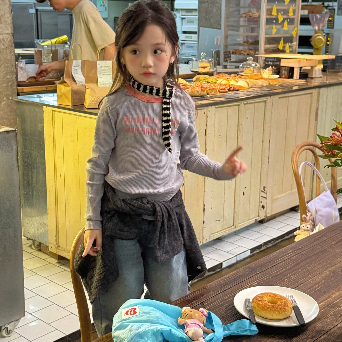 長袖Tシャツ ロゴプリント長袖リブTシャツダブルカラーパイピングトップス【mh0010914】