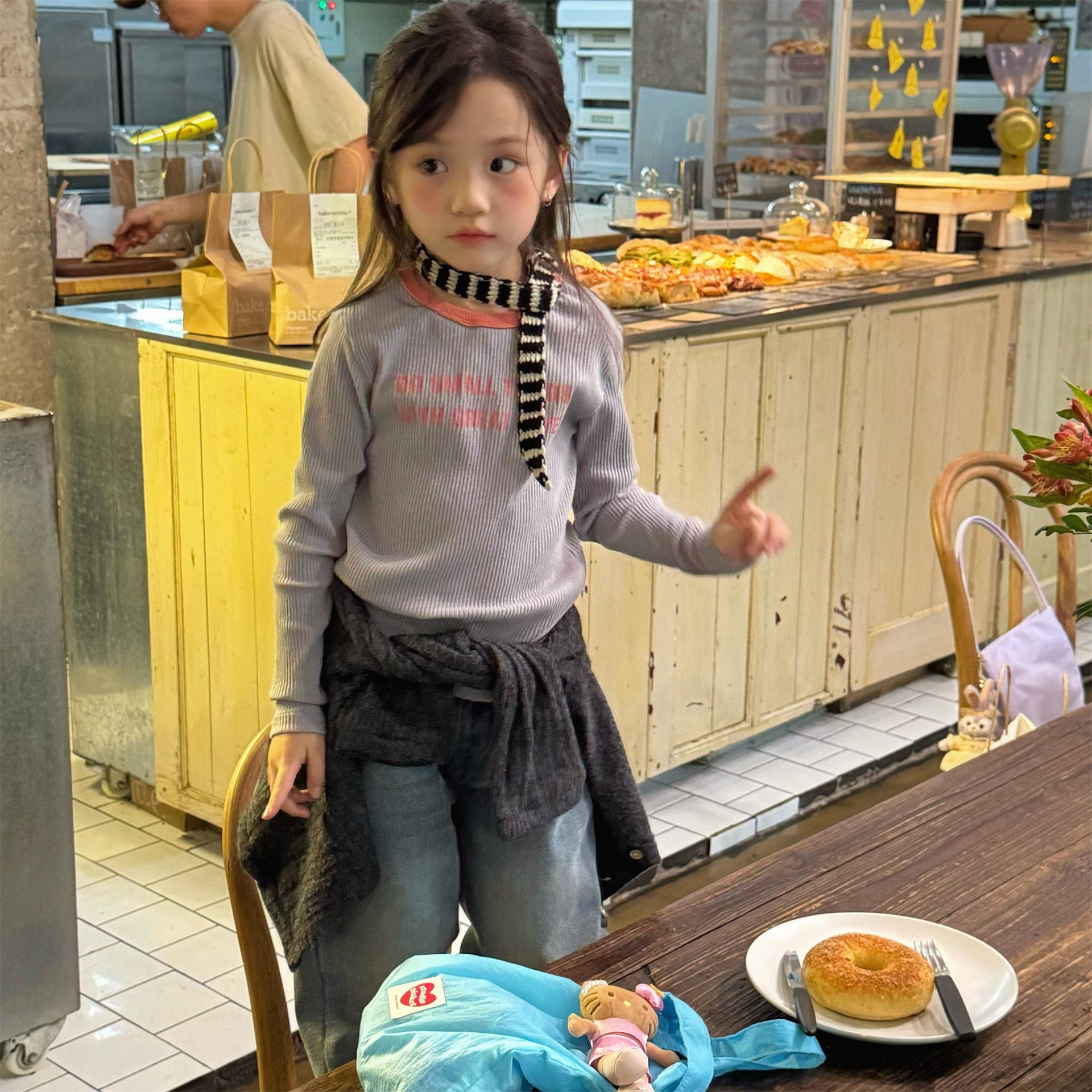 長袖Tシャツ ロゴプリント長袖リブTシャツダブルカラーパイピングトップス【mh0010914】