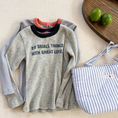 長袖Tシャツ ロゴプリント長袖リブTシャツダブルカラーパイピングトップス【mh0010914】