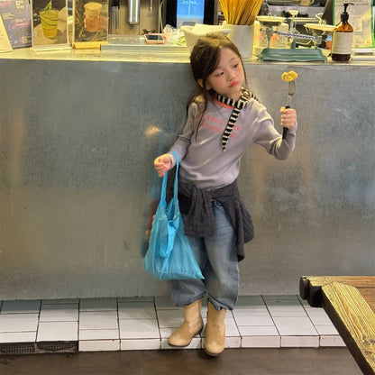 長袖Tシャツ ロゴプリント長袖リブTシャツダブルカラーパイピングトップス【mh0010914】