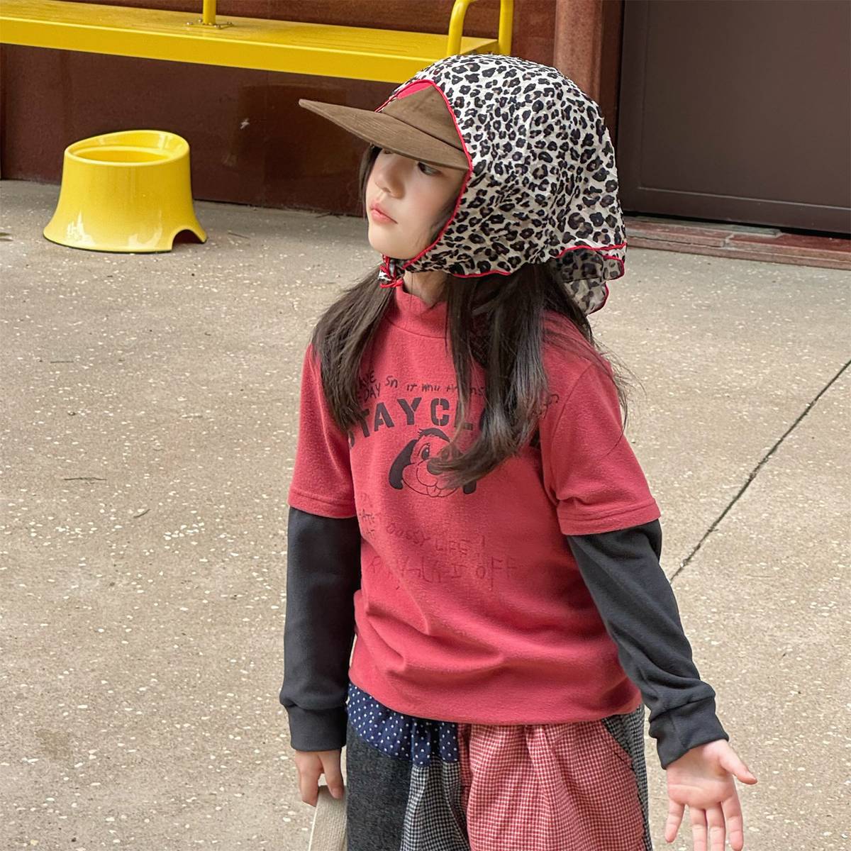 長袖Tシャツ 長袖Tシャツ 裏起毛 ハイネック ドッグプリント インナー【mh0011417】