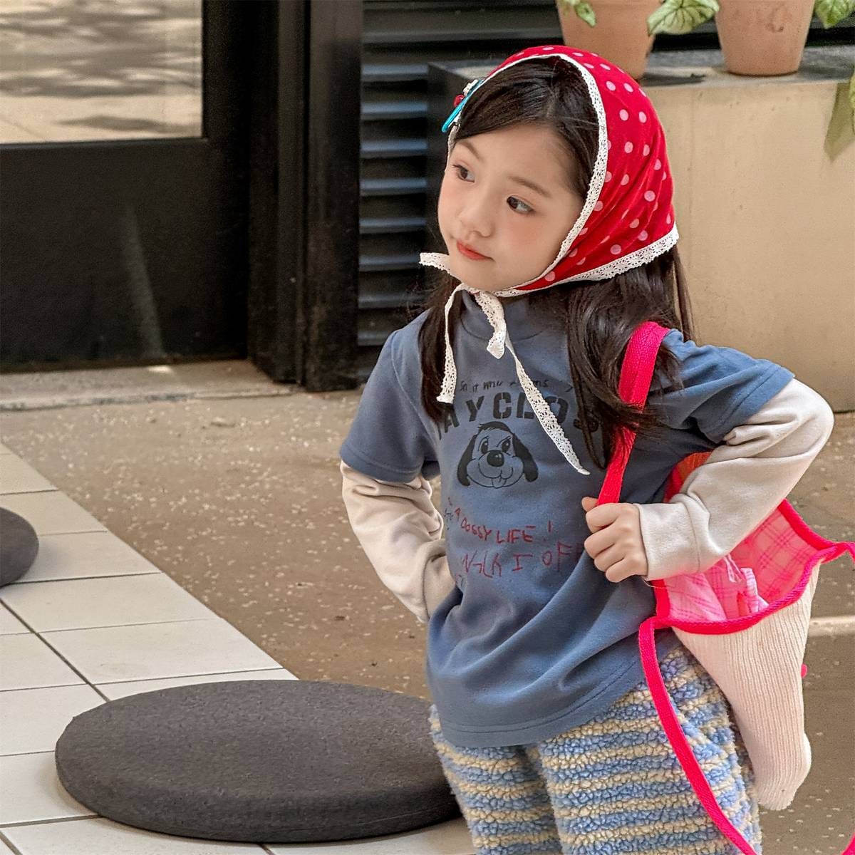 長袖Tシャツ 長袖Tシャツ 裏起毛 ハイネック ドッグプリント インナー【mh0011417】