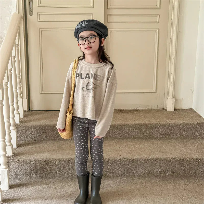 長袖Tシャツ キッズトップス 長袖プリントTシャツ PLANET ロゴプリント 2カラー【mh0006590】