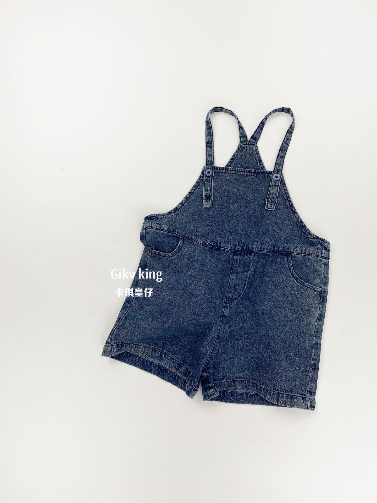 Adjustable Denim Bib Overalls 無地 シンプル サロペットショートパンツ【mh0012828】 Gikv king サロペットパンツ・サスペンダーパンツ