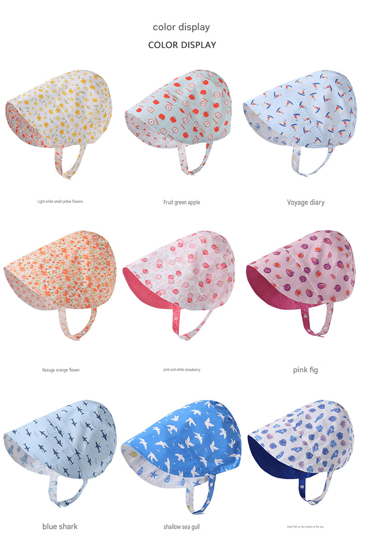 Adjustable Wide Brim Cotton Bonnet ボタニカル サンハット 日除け防止【mh0013494】 Beitaoya ベビー用帽子
