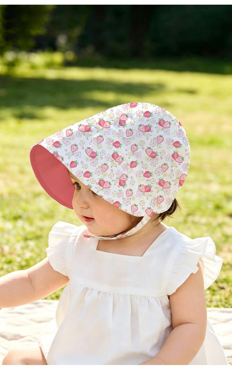 Adjustable Wide Brim Cotton Bonnet ボタニカル サンハット 日除け防止【mh0013494】 Beitaoya ベビー用帽子