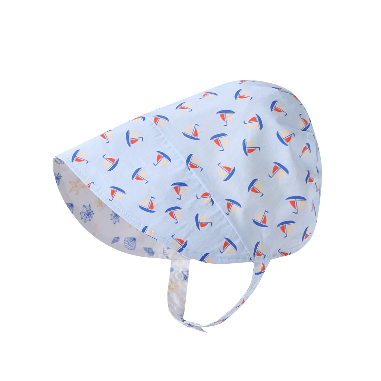 Adjustable Wide Brim Cotton Bonnet ボタニカル サンハット 日除け防止【mh0013494】 Colorful Sailboats / S Beitaoya ベビー用帽子