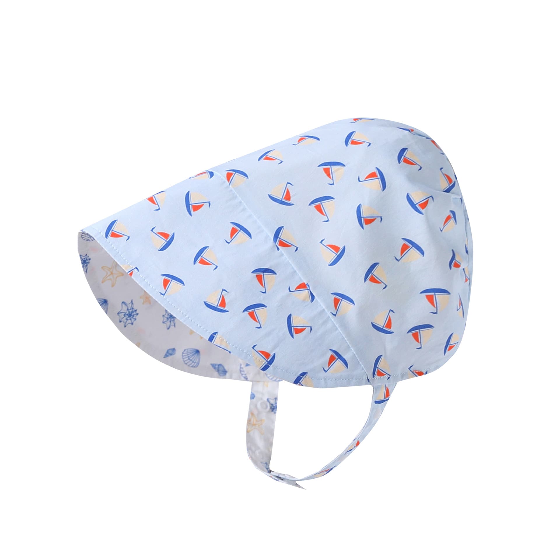 Adjustable Wide Brim Cotton Bonnet ボタニカル サンハット 日除け防止【mh0013494】 Colorful Sailboats / S Beitaoya ベビー用帽子