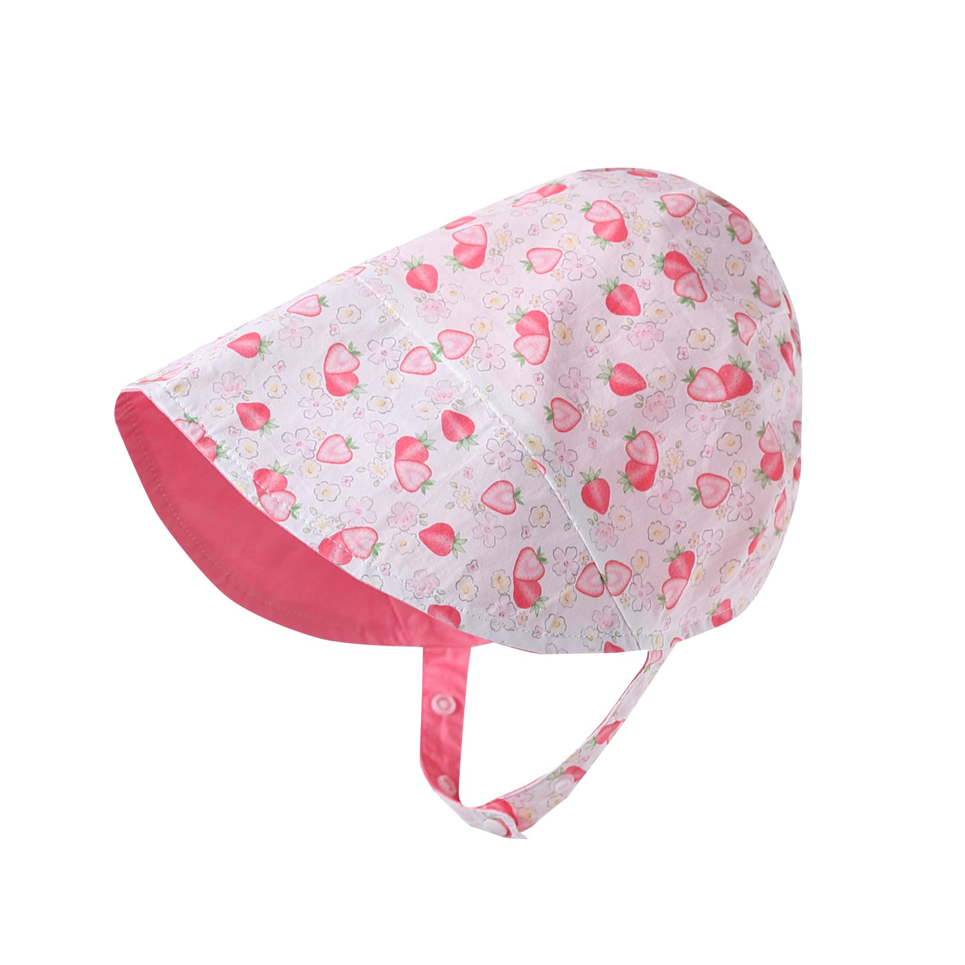 Adjustable Wide Brim Cotton Bonnet ボタニカル サンハット 日除け防止【mh0013494】 Sweet Strawberry / S Beitaoya ベビー用帽子