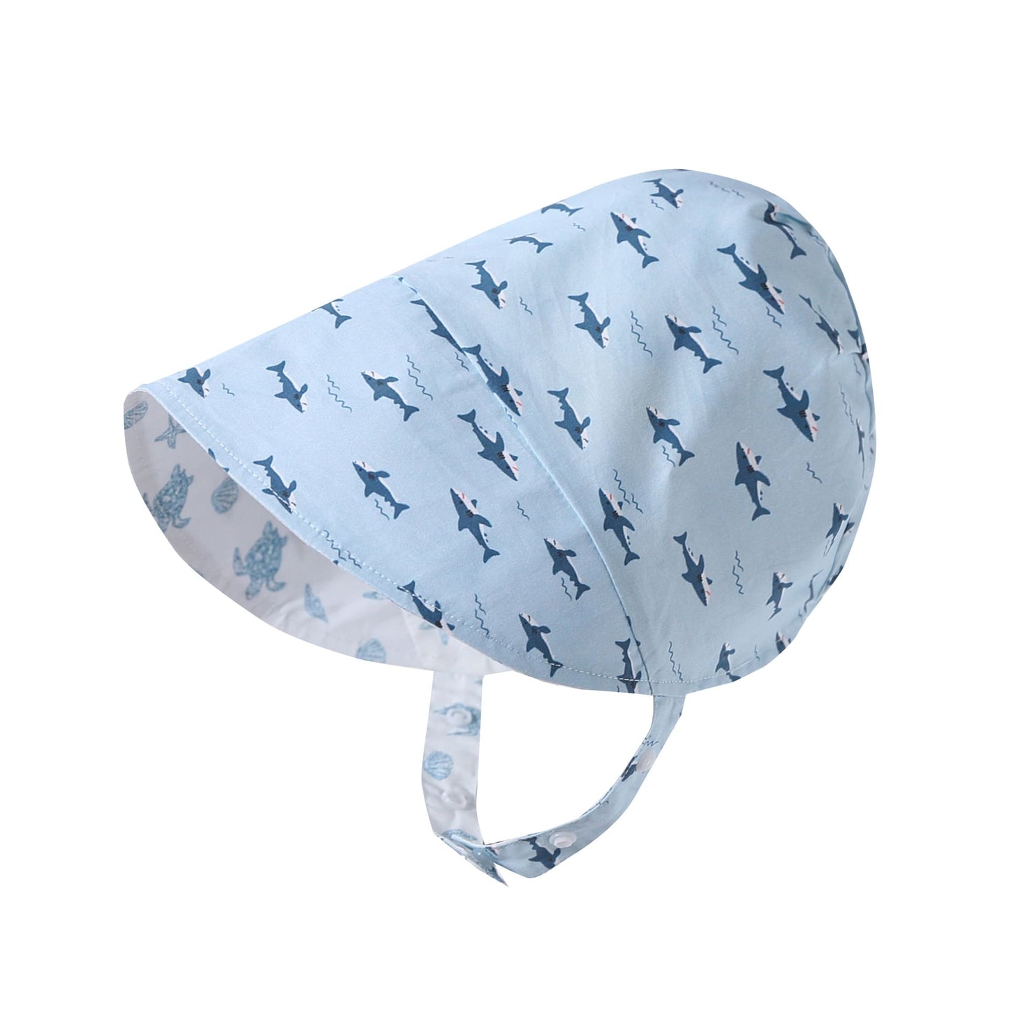 Adjustable Wide Brim Cotton Bonnet ボタニカル サンハット 日除け防止【mh0013494】 Underwater World / S Beitaoya ベビー用帽子