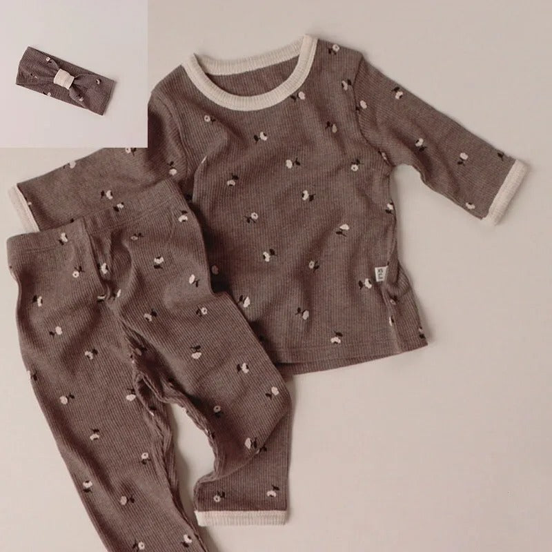 -ベビー フラワー セットアップ ロンパース トップス パンツ 帽子 ヘアバンド - mamahalo shop - ロンパースセットアップ -  べビー服 - 子供服 - 男の子 - 女の子