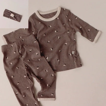 -ベビー フラワー セットアップ ロンパース トップス パンツ 帽子 ヘアバンド - mamahalo shop - ロンパースセットアップ -  べビー服 - 子供服 - 男の子 - 女の子