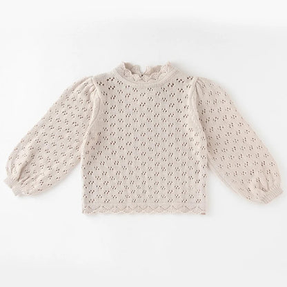 -ベビー キッズ レースニット パフスリーブ トップス - mamahalo shop - ニット・セーター -  べビー服 - 子供服 - 男の子 - 女の子