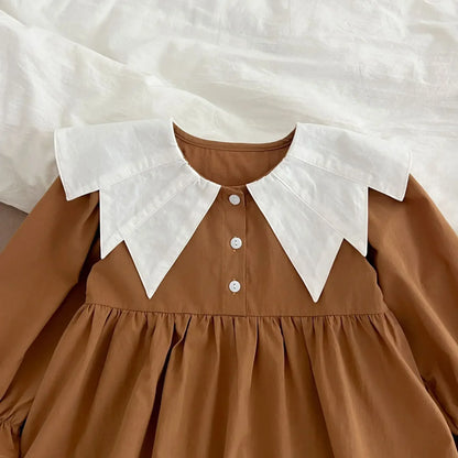 長袖ロンパース ベビーロンパース/キッズワンピース ギザギザ襟長袖パフスリーブボディスーツ/ワンピース リンクコーデ 姉妹 お揃いコーデ【mh0007286】