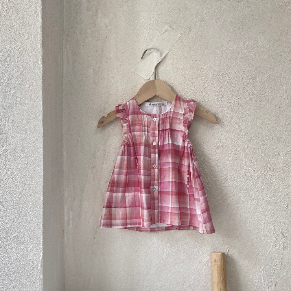 al agua patos | Bamboo Cotton Gingham Dress バンブーコットンギンガムチェックドレス【mh0020162】 Pink plaid sundress mamahalo shop