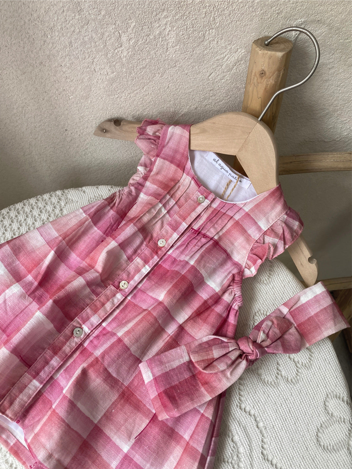 al agua patos | Bamboo Cotton Gingham Dress バンブーコットンギンガムチェックドレス【mh0020162】 Pink plaid sundress mamahalo shop