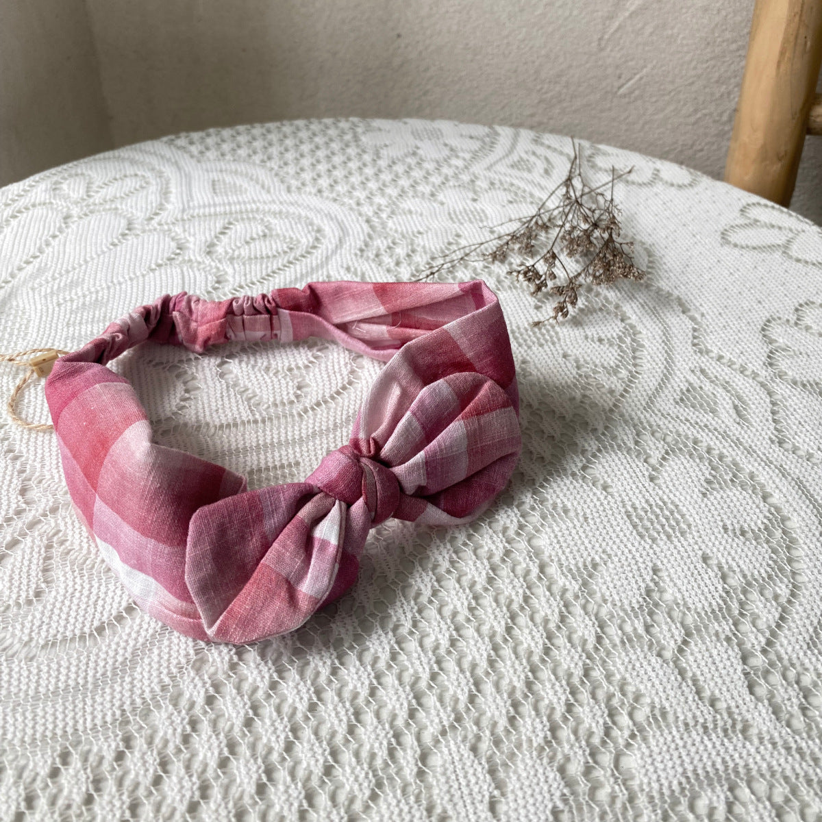 al agua patos | Bamboo Cotton Gingham Headband バンブーコットンギンガムチェックヘアバンド【mh0020154】 Pink plaid headband / P (Headband circumference 44cm) mamahalo shop