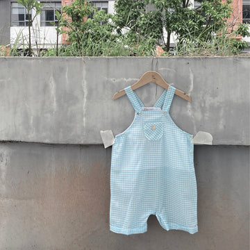 al agua patos | Gauze Cotton Gingham Overalls ガーゼコットンギンガムチェックオーバーオール【mh0020151】 Green and white checkered bib pants / 6M mamahalo shop