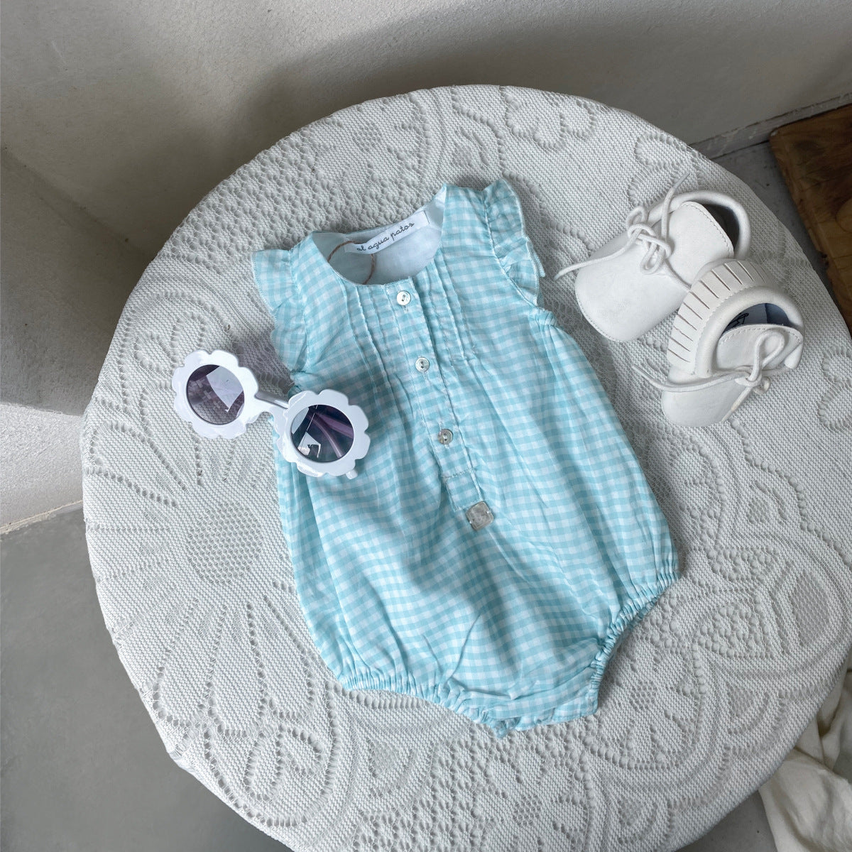 al agua patos | Gauze Cotton Gingham Romper ガーゼコットンギンガムチェックロンパース【mh0020150】 al agua patos