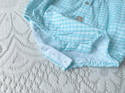al agua patos | Gauze Cotton Gingham Romper ガーゼコットンギンガムチェックロンパース【mh0020150】 al agua patos