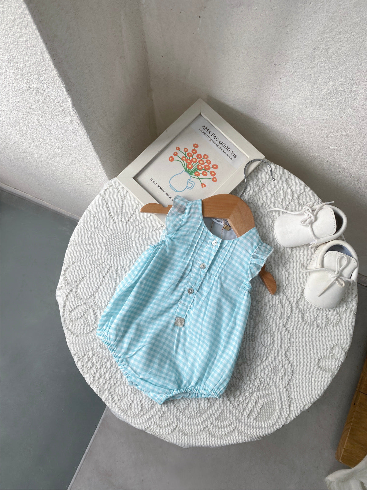 al agua patos | Gauze Cotton Gingham Romper ガーゼコットンギンガムチェックロンパース【mh0020150】 mamahalo shop