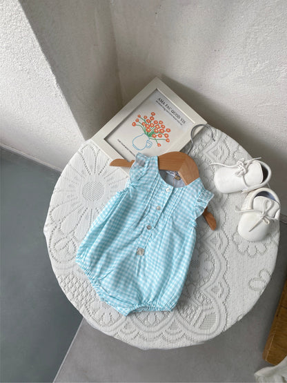 al agua patos | Gauze Cotton Gingham Romper ガーゼコットンギンガムチェックロンパース【mh0020150】 mamahalo shop