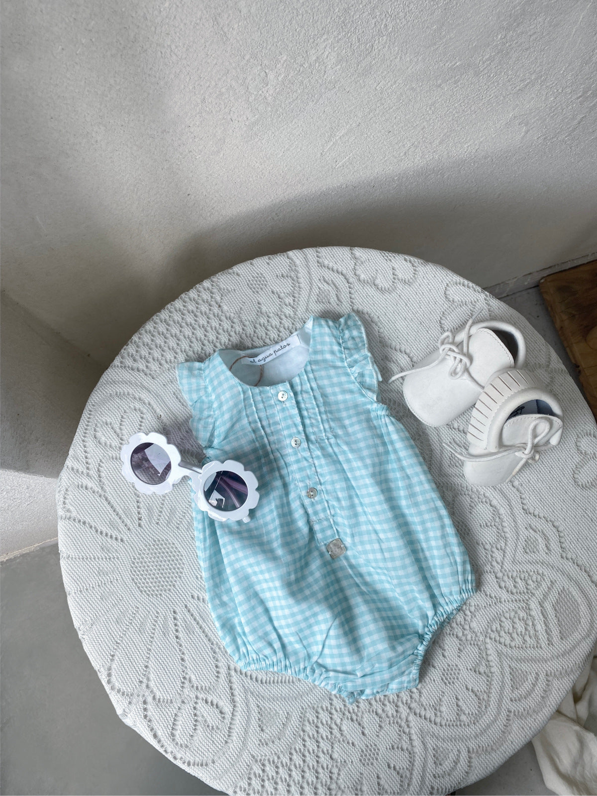 al agua patos | Gauze Cotton Gingham Romper ガーゼコットンギンガムチェックロンパース【mh0020150】 mamahalo shop