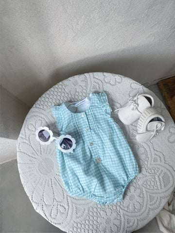 al agua patos | Gauze Cotton Gingham Romper ガーゼコットンギンガムチェックロンパース【mh0020150】 mamahalo shop