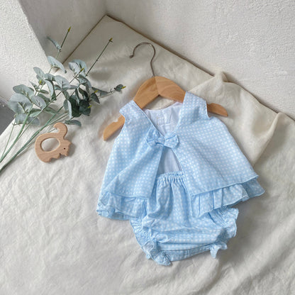 al agua patos | Gauze Cotton Gingham Setup ガーゼコットンギンガムチェックセットアップ【mh0020152】 Blue suit / 0-6M mamahalo shop