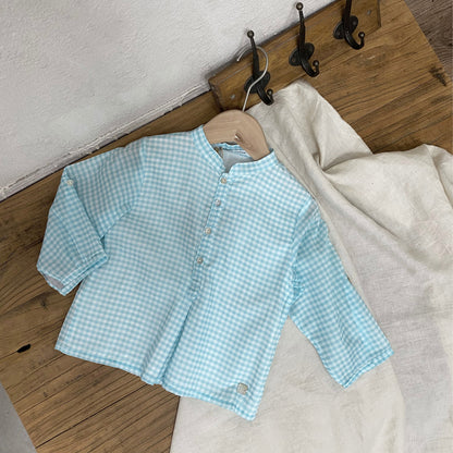 al agua patos | Gauze Cotton Gingham Shirt ガーゼコットンギンガムチェックシャツ【mh0020155】 Green and white plaid shirt / 12M mamahalo shop