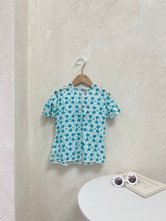al agua patos | Gauze Cotton Turtle Print Shirt ガーゼコットンプリントシャツ【mh0020156】 mamahalo shop