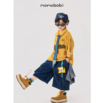 Alphabet Embroidery Hunting Cap アルファベット 刺繍 ハンチング帽【mh0013017】 Navy Blue / One Size momobobi ベビー用帽子