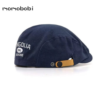 Alphabet Embroidery Hunting Cap アルファベット 刺繍 ハンチング帽【mh0013017】 Navy Blue / One Size momobobi ベビー用帽子