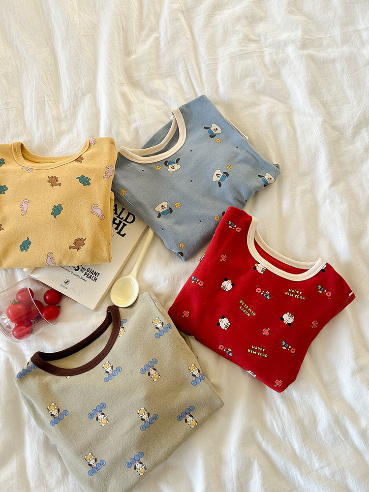 長袖パジャマ Long Sleeve Printed Pajama Set 長袖 プリント パジャマ セット【mh0012244】