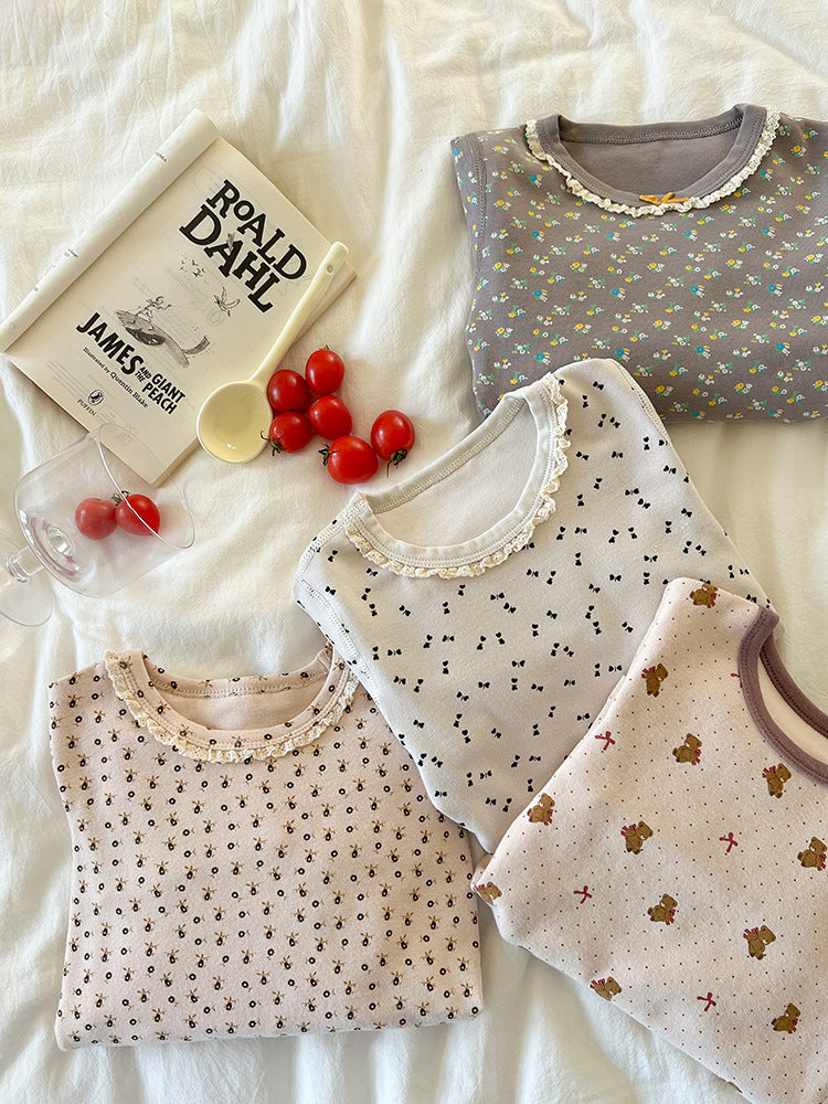 長袖パジャマ Long Sleeve Printed Pajama Set 長袖 プリント パジャマ セット【mh0012244】