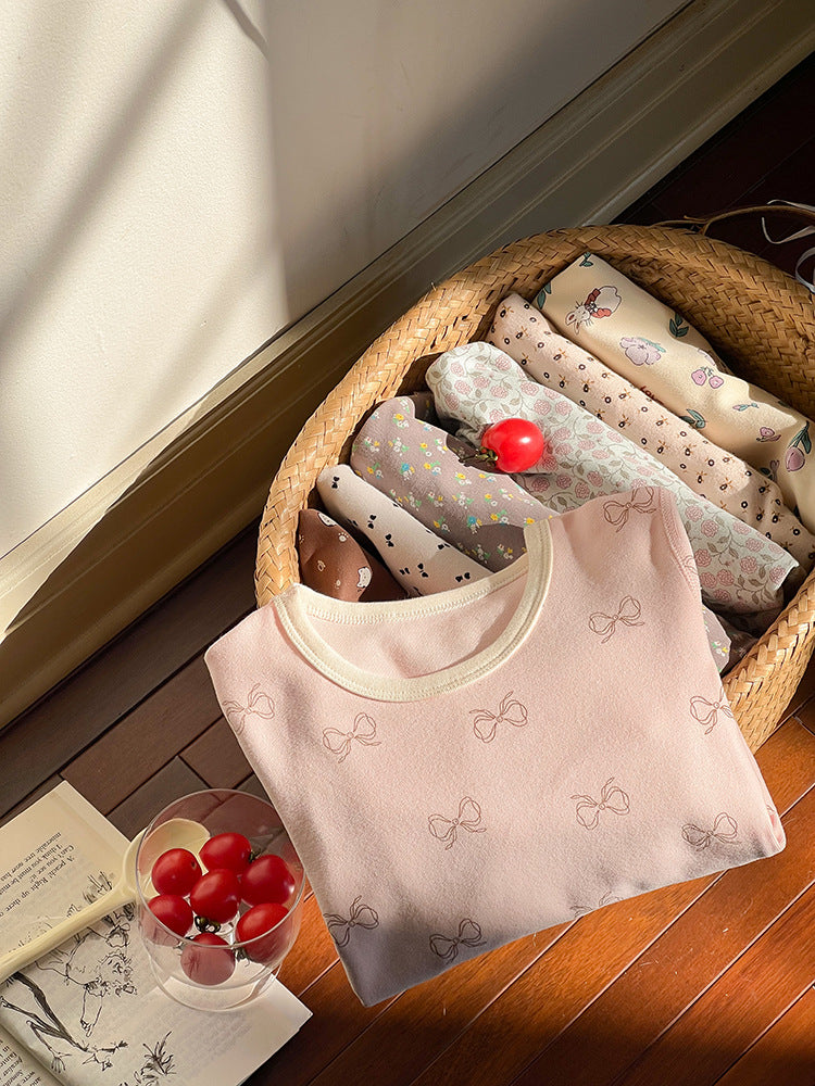 長袖パジャマ Long Sleeve Printed Pajama Set 長袖 プリント パジャマ セット【mh0012244】