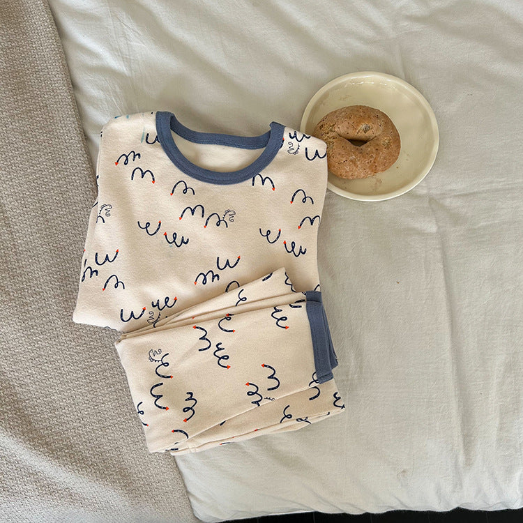 長袖パジャマ Long Sleeve Printed Pajamas 長袖 プリント パジャマ セット【mh0012243】