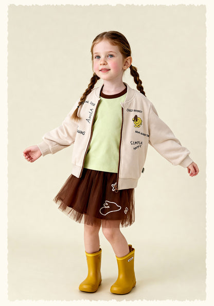 カーディガン・パーカー Cartoon Graffiti Baseball Jacket 落書きプリントジップアップブルゾン【mh0011986】