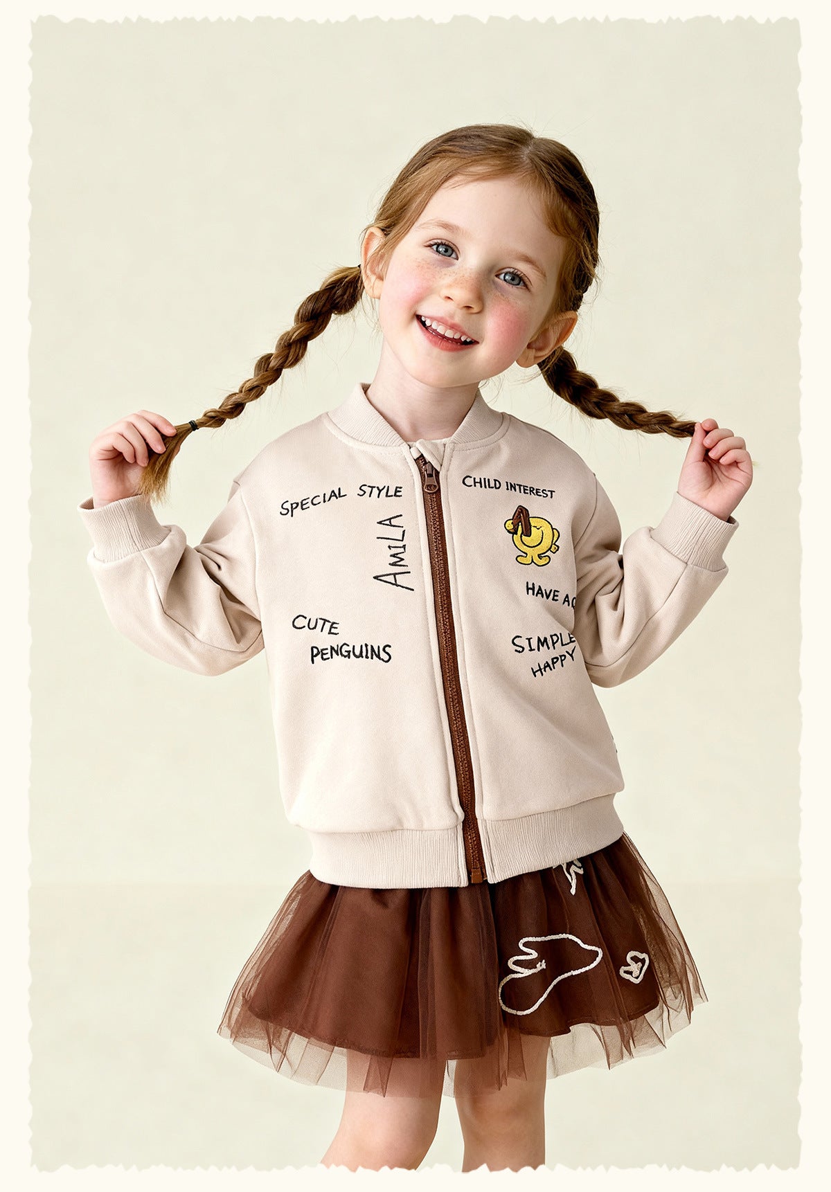 カーディガン・パーカー Cartoon Graffiti Baseball Jacket 落書きプリントジップアップブルゾン【mh0011986】