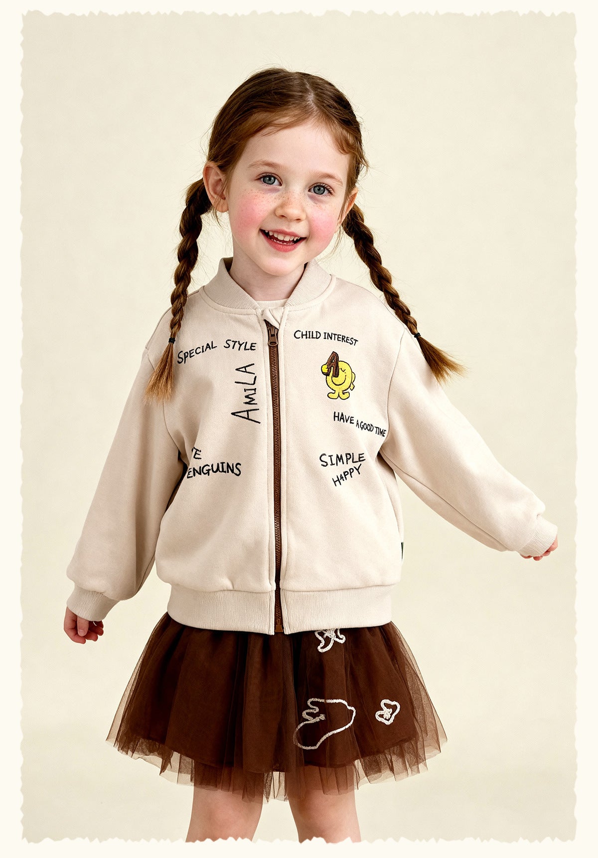 カーディガン・パーカー Cartoon Graffiti Baseball Jacket 落書きプリントジップアップブルゾン【mh0011986】