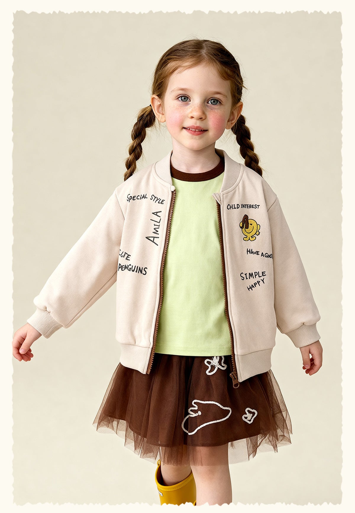 カーディガン・パーカー Cartoon Graffiti Baseball Jacket 落書きプリントジップアップブルゾン【mh0011986】