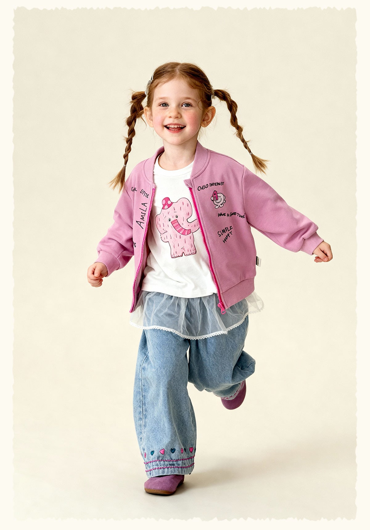 カーディガン・パーカー Cartoon Graffiti Baseball Jacket 落書きプリントジップアップブルゾン【mh0011986】